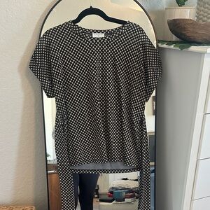 Black and White Patterned Top with Tie